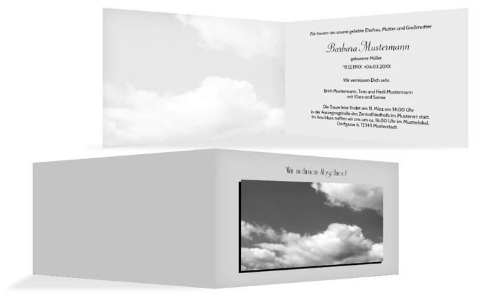 Trauerkarte Wolkenhimmel 2 quer