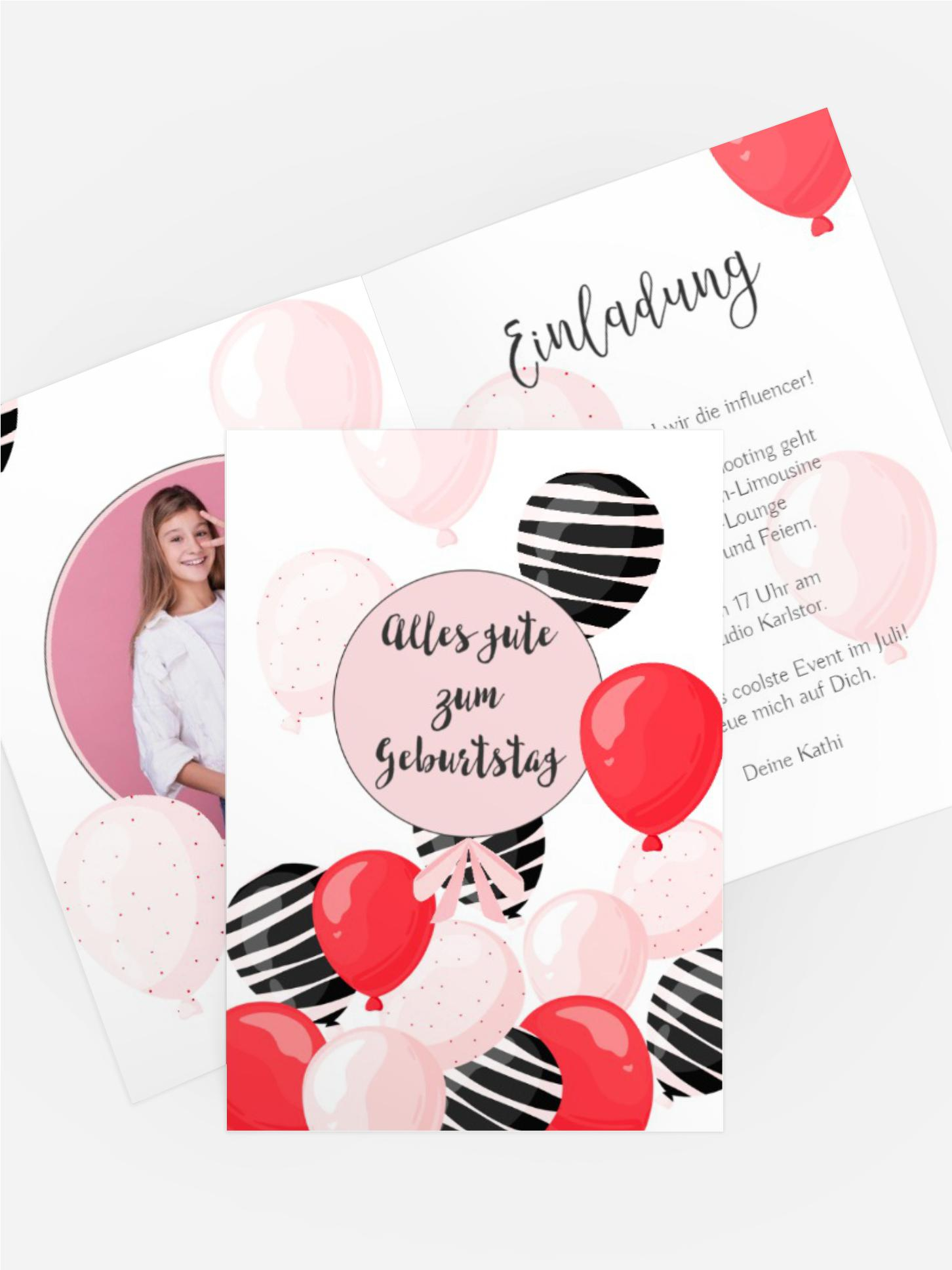 Jugendliche Geburtstagseinladung Ballons fliegen