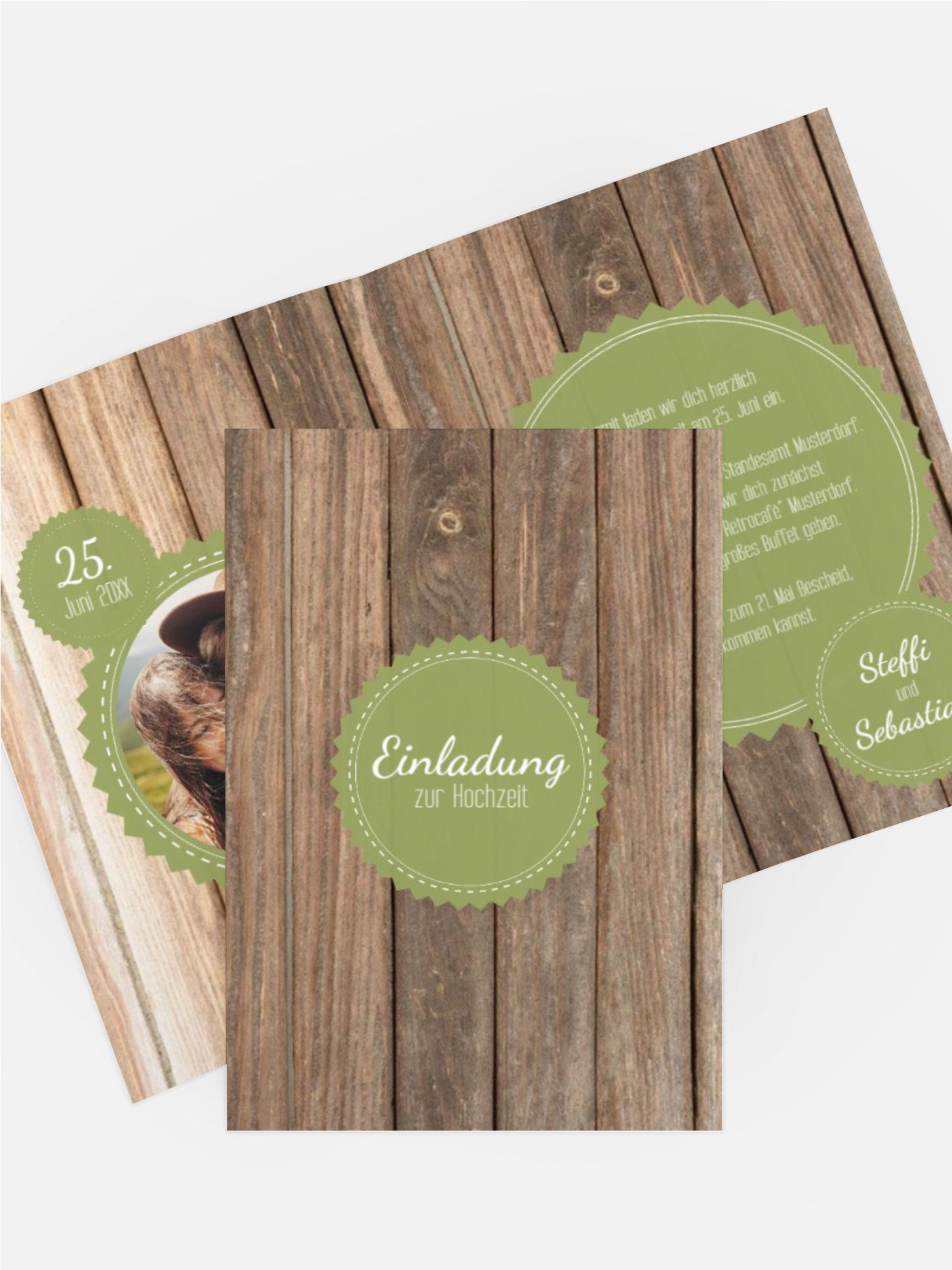 Hochzeitseinladung Vintage Holz