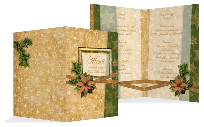 Weihnachtsmenükarte Goldenes Geschenk