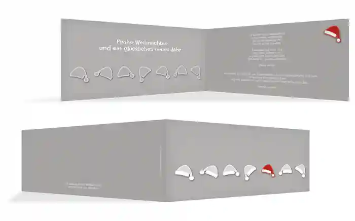 Weihnachtsgrußkarte Geschäftlich Mützenreihe