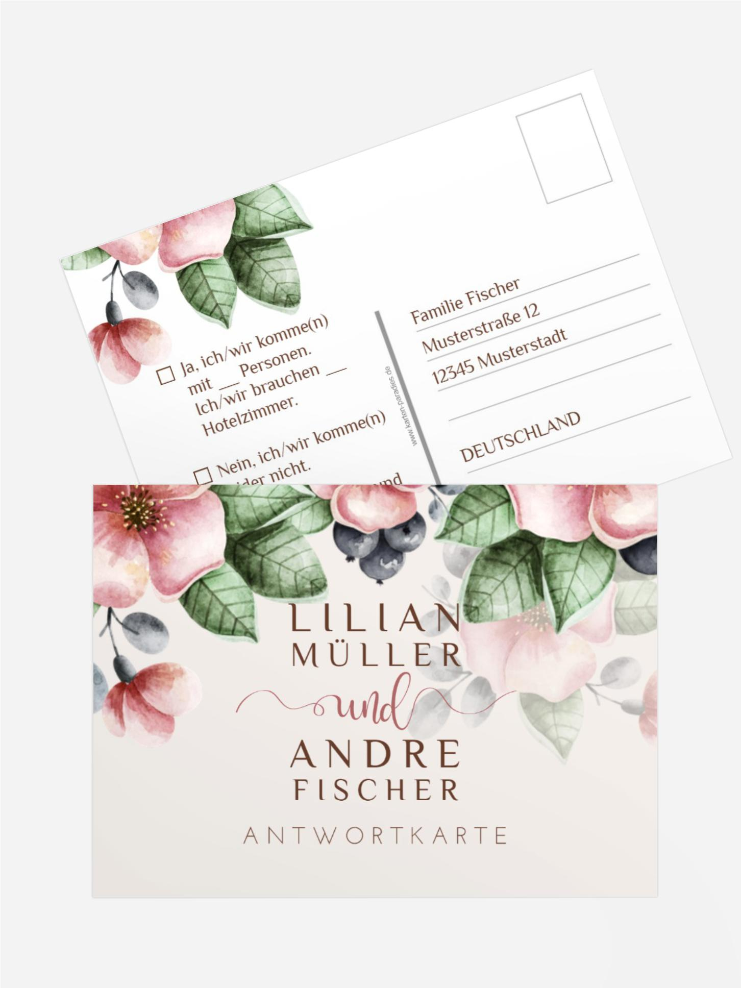 Antwortkarte Bunt Geblümt