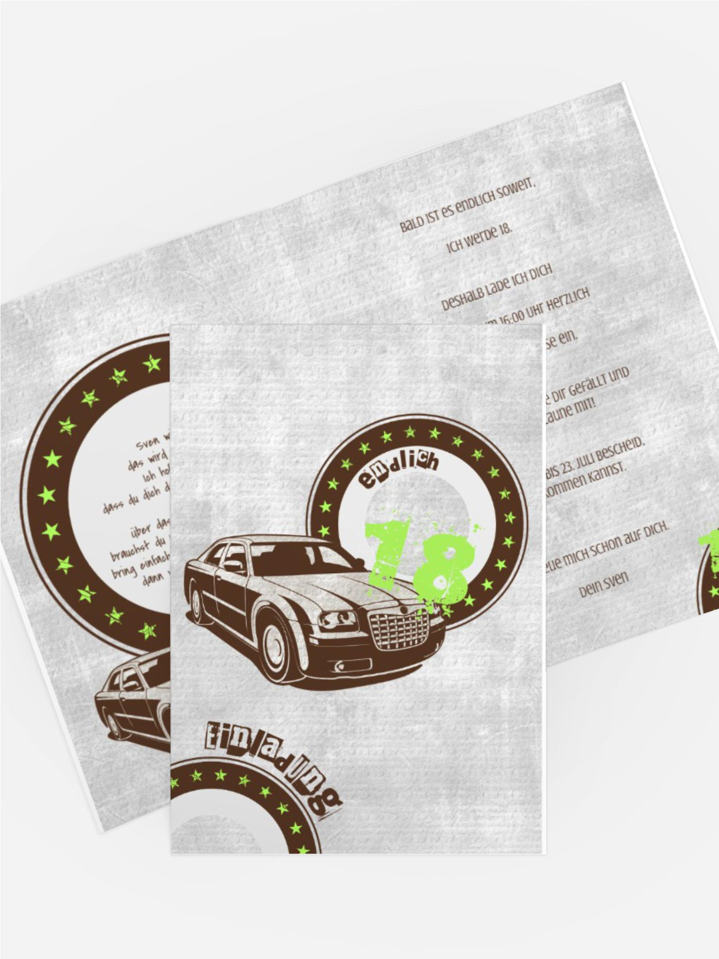 Einladungs zum 18. Geburtstag car star 18