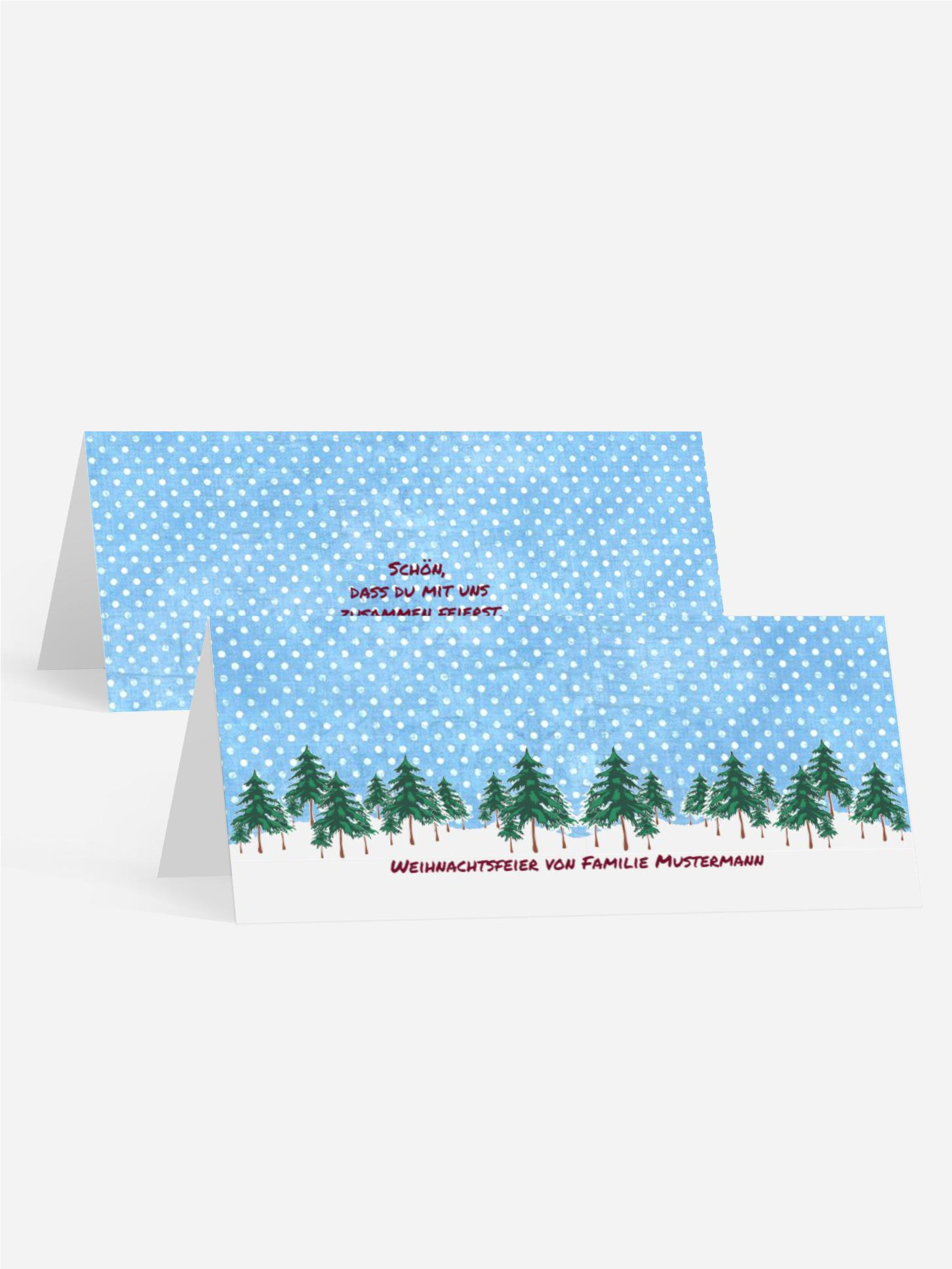 Weihnachtstischkarte Schneewald