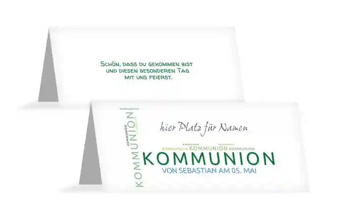 Tischkarte Kommunion Script