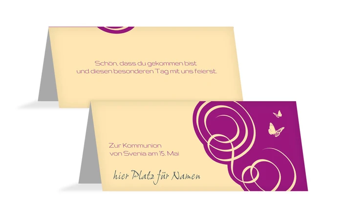 Kommunion Tischkarte Butterfly