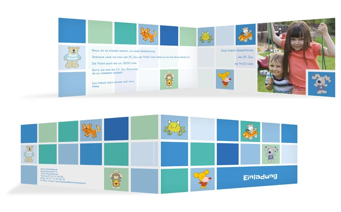 Karte zur Geburt bunte Würfel Karte zur Geburt bunte Würfel