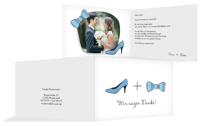 Hochzeit Danksagung High Heel und Fliege