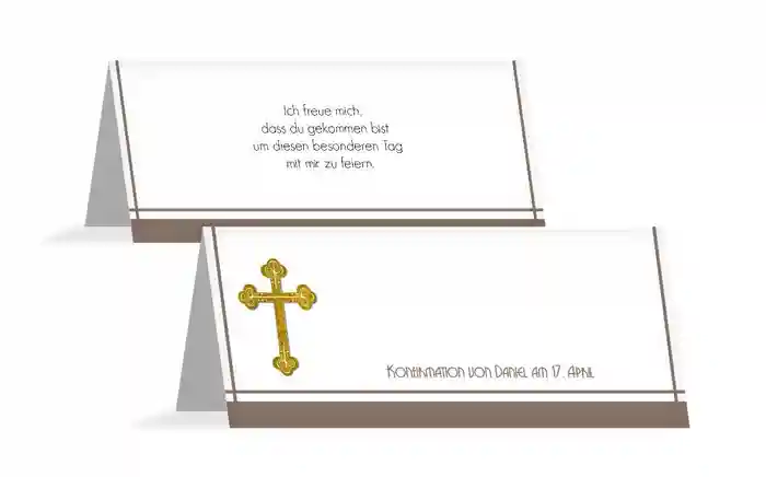Tischkarte zur Konfirmation Gebetbuch