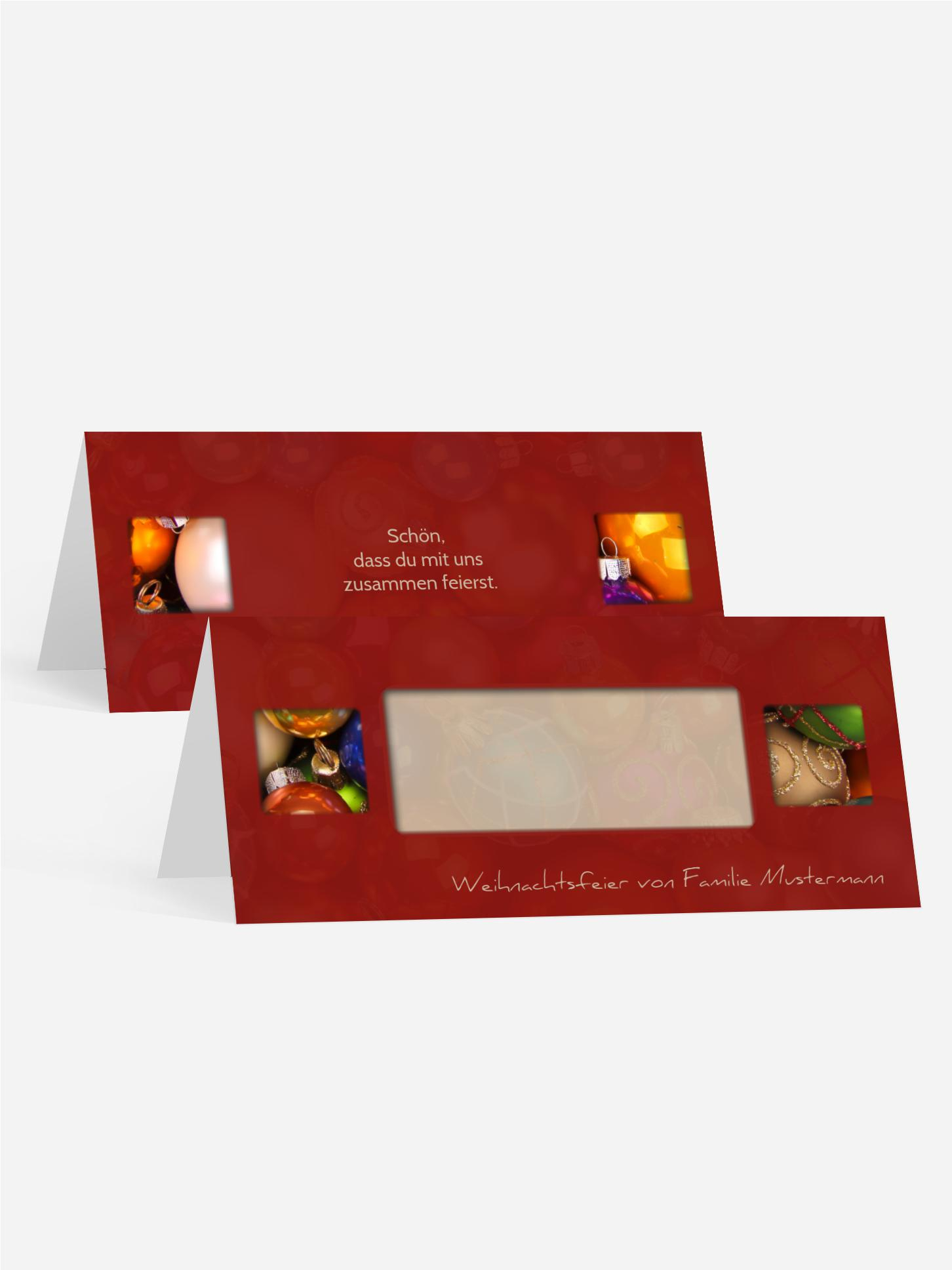 Weihnachten Tischkarte Christbaumkugeln