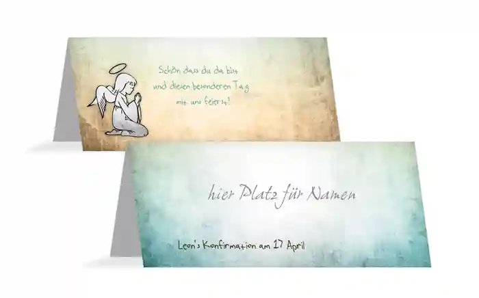 Tischkarte Konfirmation grunge Engel