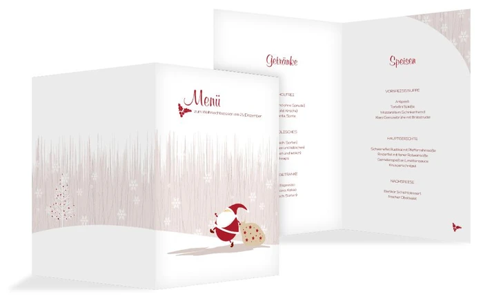 Weihnachtsmenükarte Weihnachtsmann