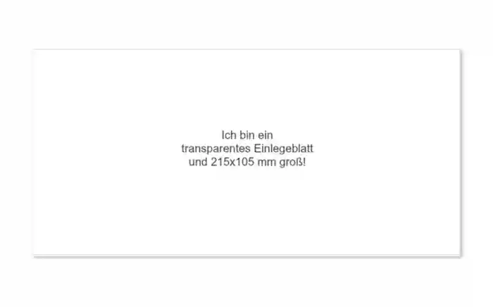 transparentes Einlegeblatt 215x105 mm