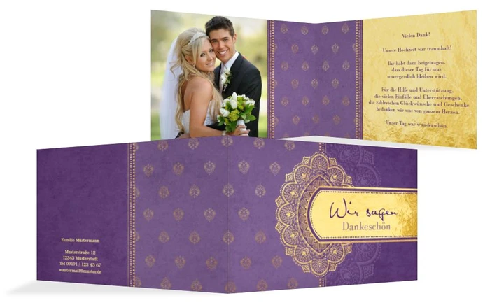 Danksagungskarte zur Hochzeit Mumbai