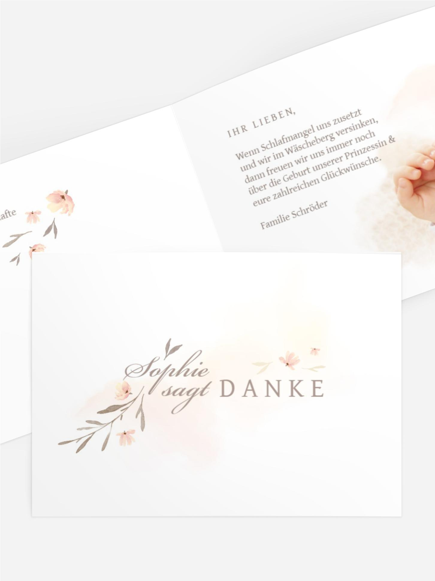 Baby Dankeskarte Blumenästlein