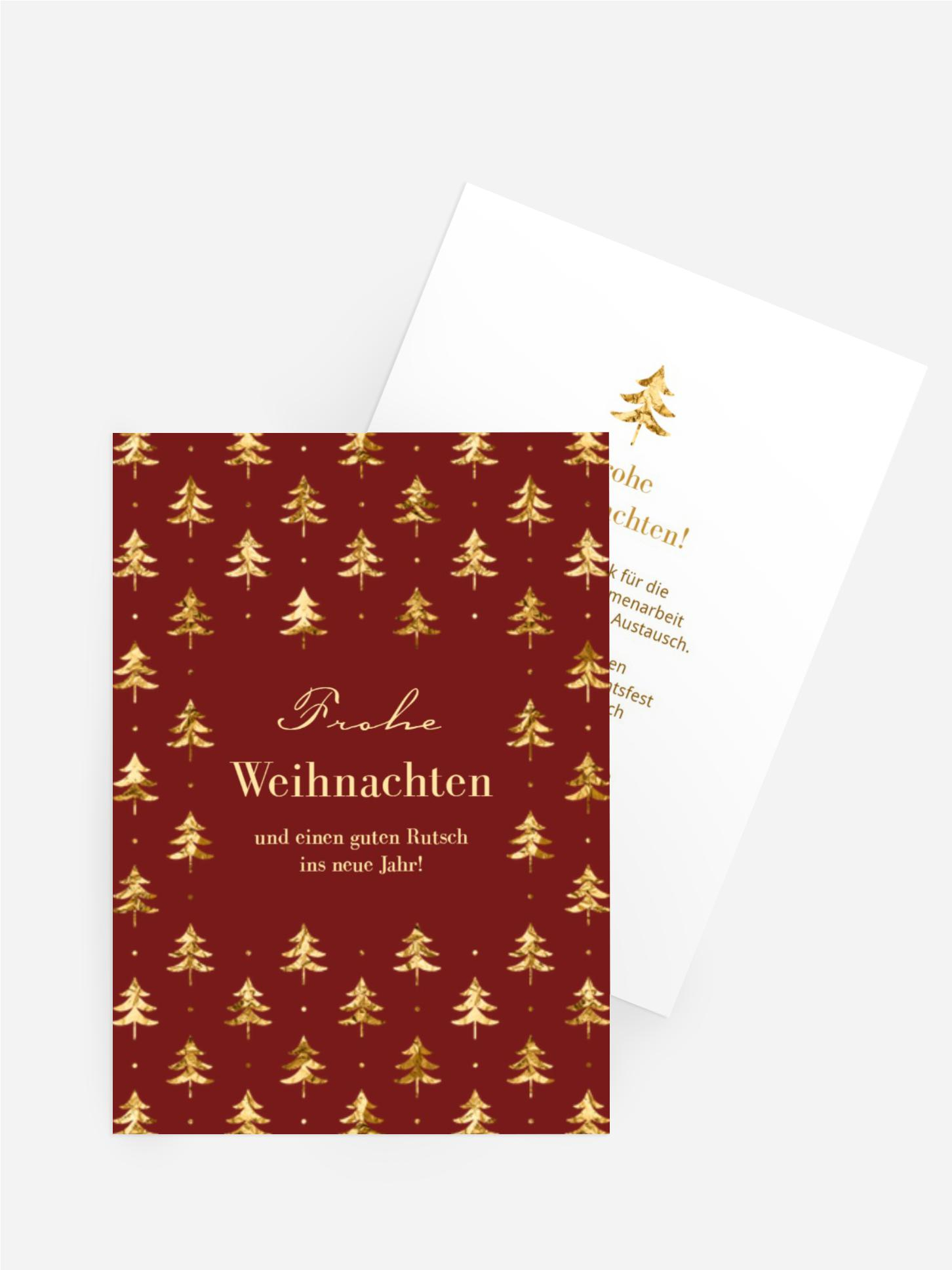 Weihnachtsgrußkarte Goldener Bäumchenwald