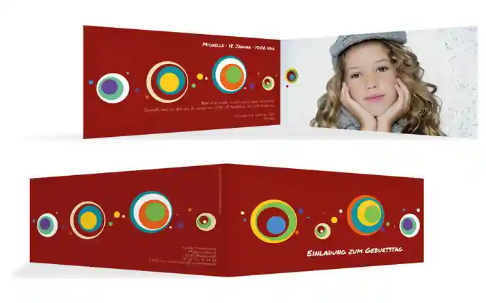 Kindergeburtstag Einladungskarte Retro Foto