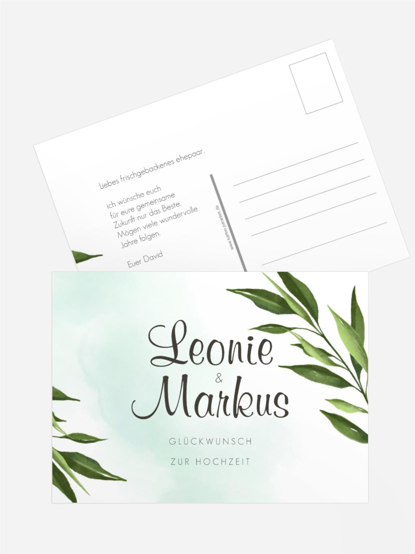 Glückwunschkarte zur Hochzeit Grüner Zweig