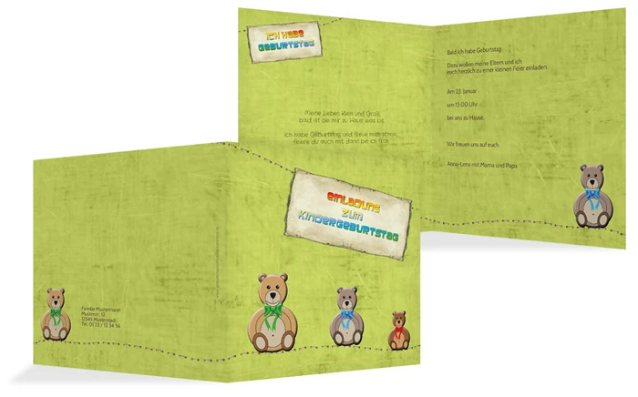 Einladungskarte Geburtstag Bärchen Einladungskarte Geburtstag Bärchen