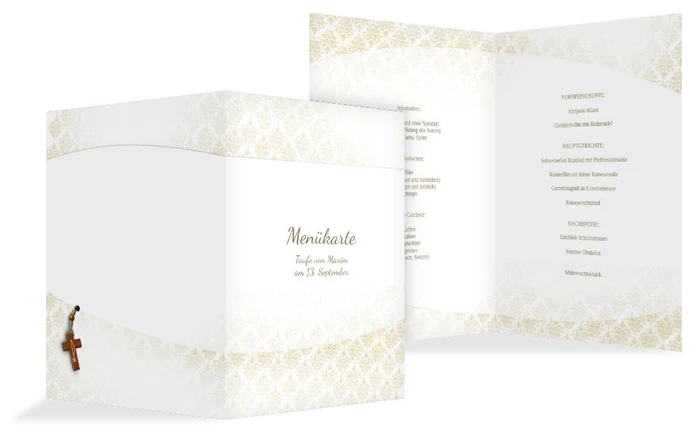 Menükarte Taufe Ornamentrahmen