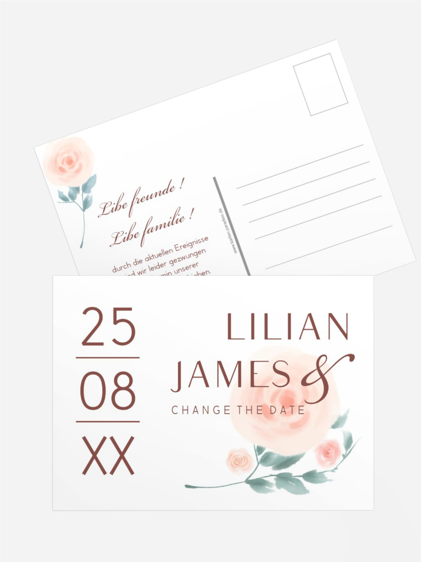 Change The Date Karte Zentrale Rose