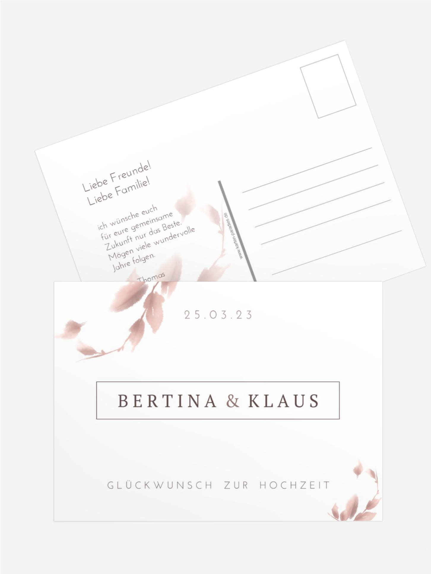 Glückwunschkarte zur Hochzeit Liebes Anmerkung