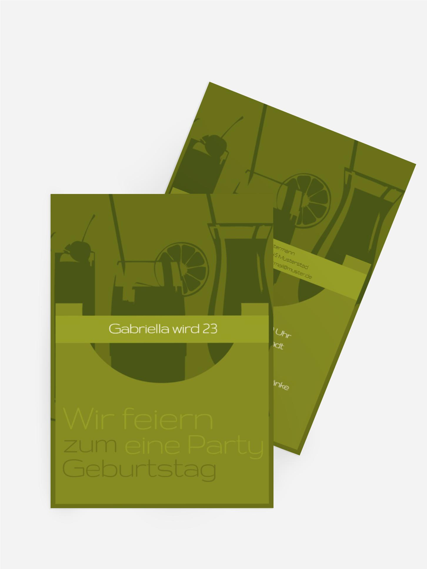 Geburtstagseinladungskarte Cocktails