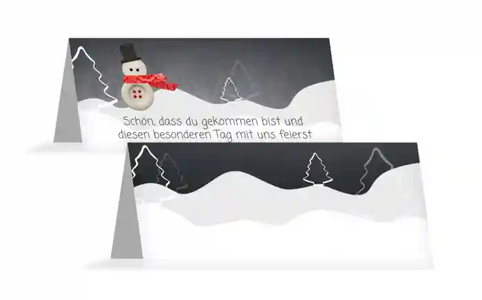 Weihnachtstischkarte Knopfmännchen