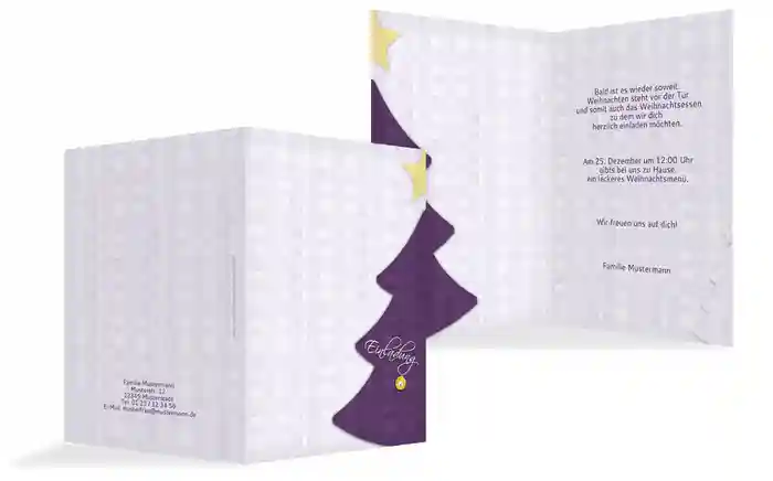 Einladungskarte zu Weihnachten Privat Holzkaro