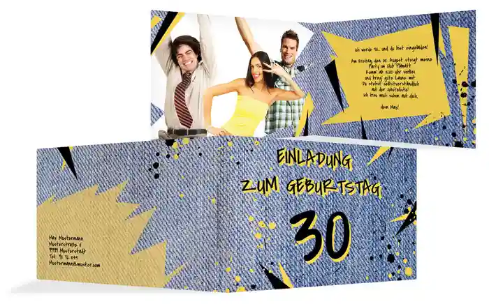 Einladung zum Geburtstag Jeans Style 30 Foto