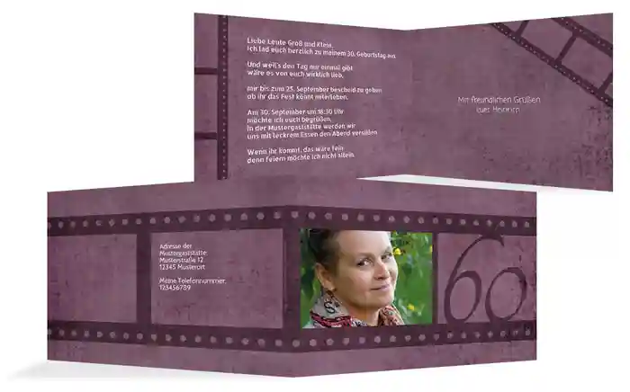 Geburtstagseinladung Retrofilm 60 Foto