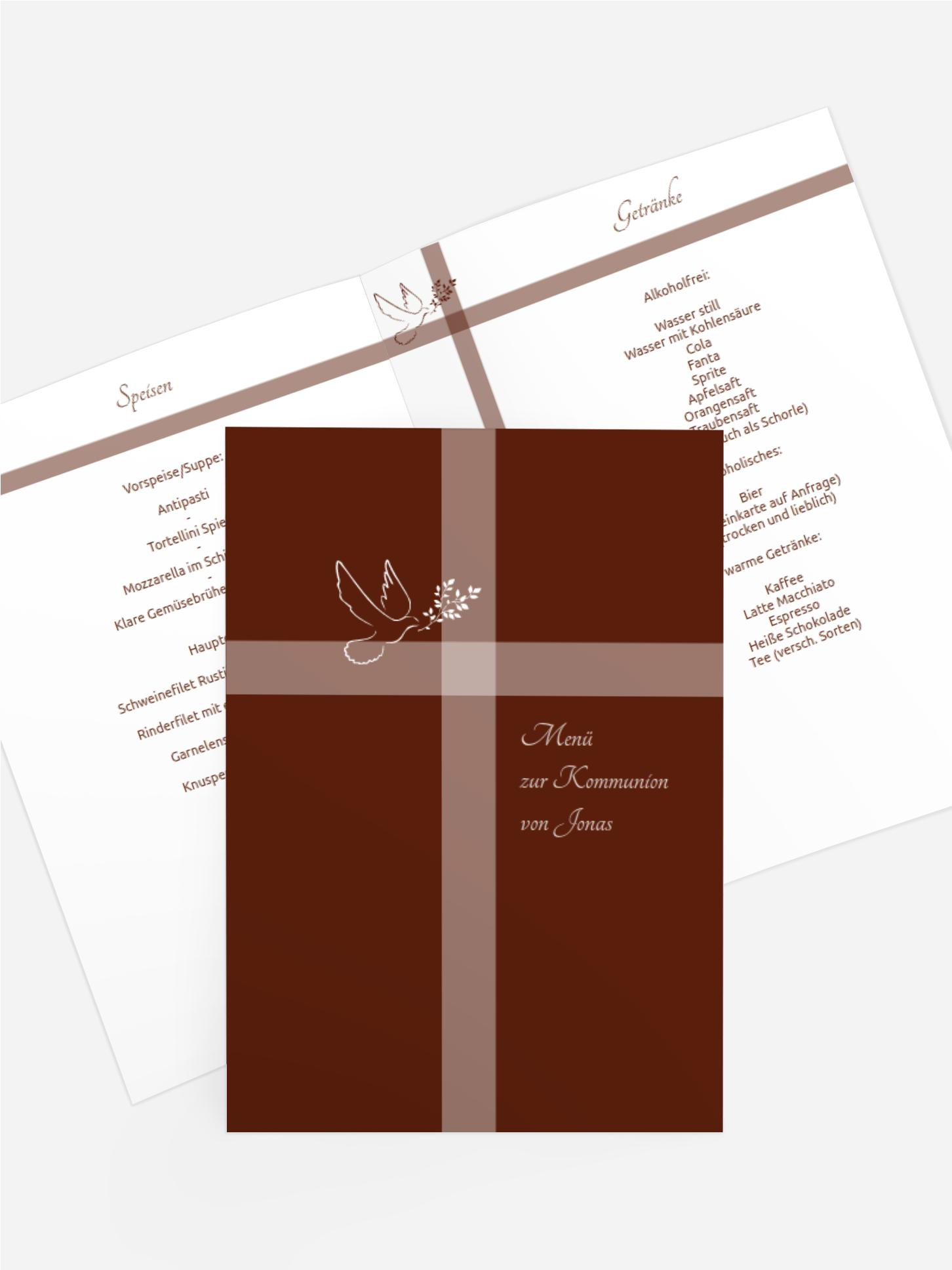 Menükarte zur Kommunion Glaubensbote