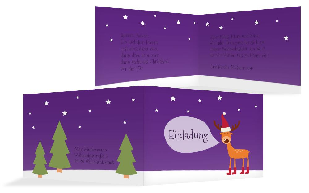 Weihnachtseinladung Rentier Weihnachtseinladung Rentier