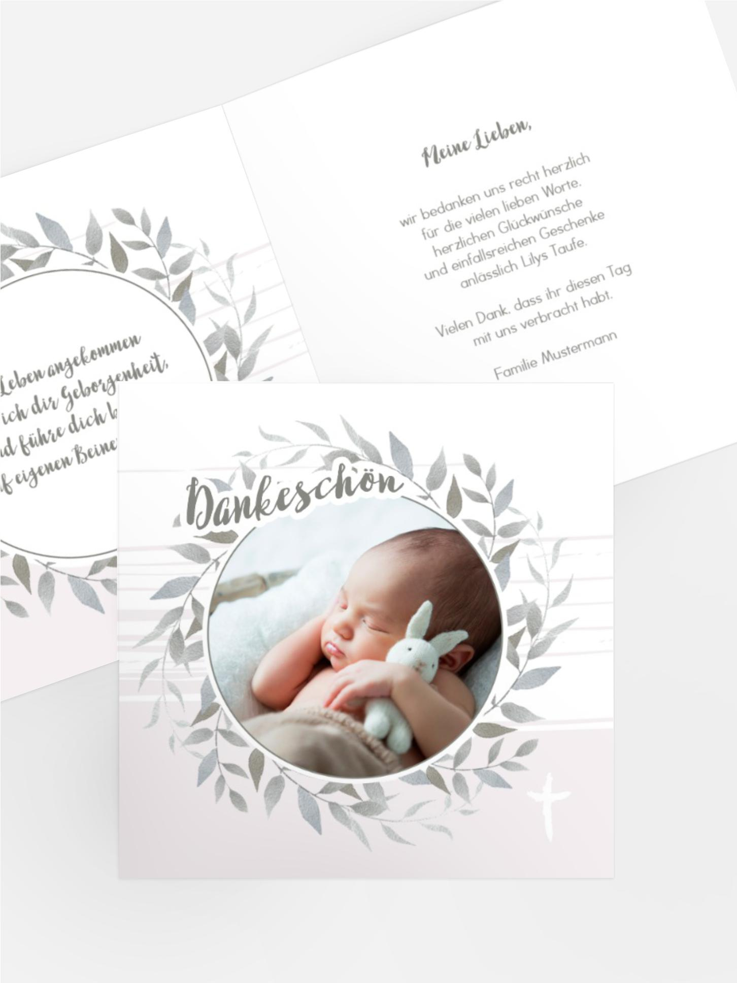 Dankeskarte Taufe Kranz