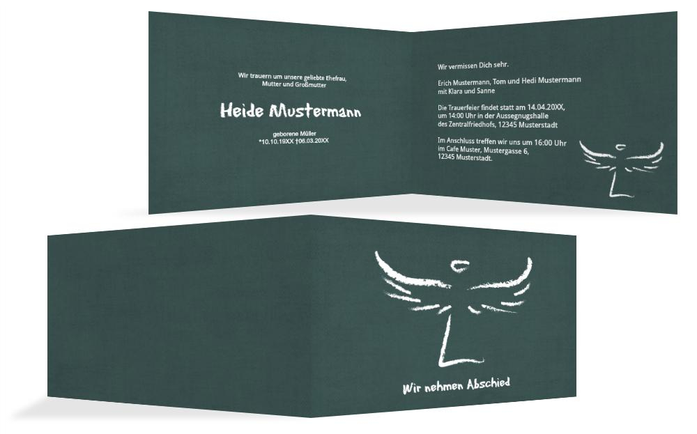 Trauerkarte heavenly wings quer Trauerkarte heavenly wings quer