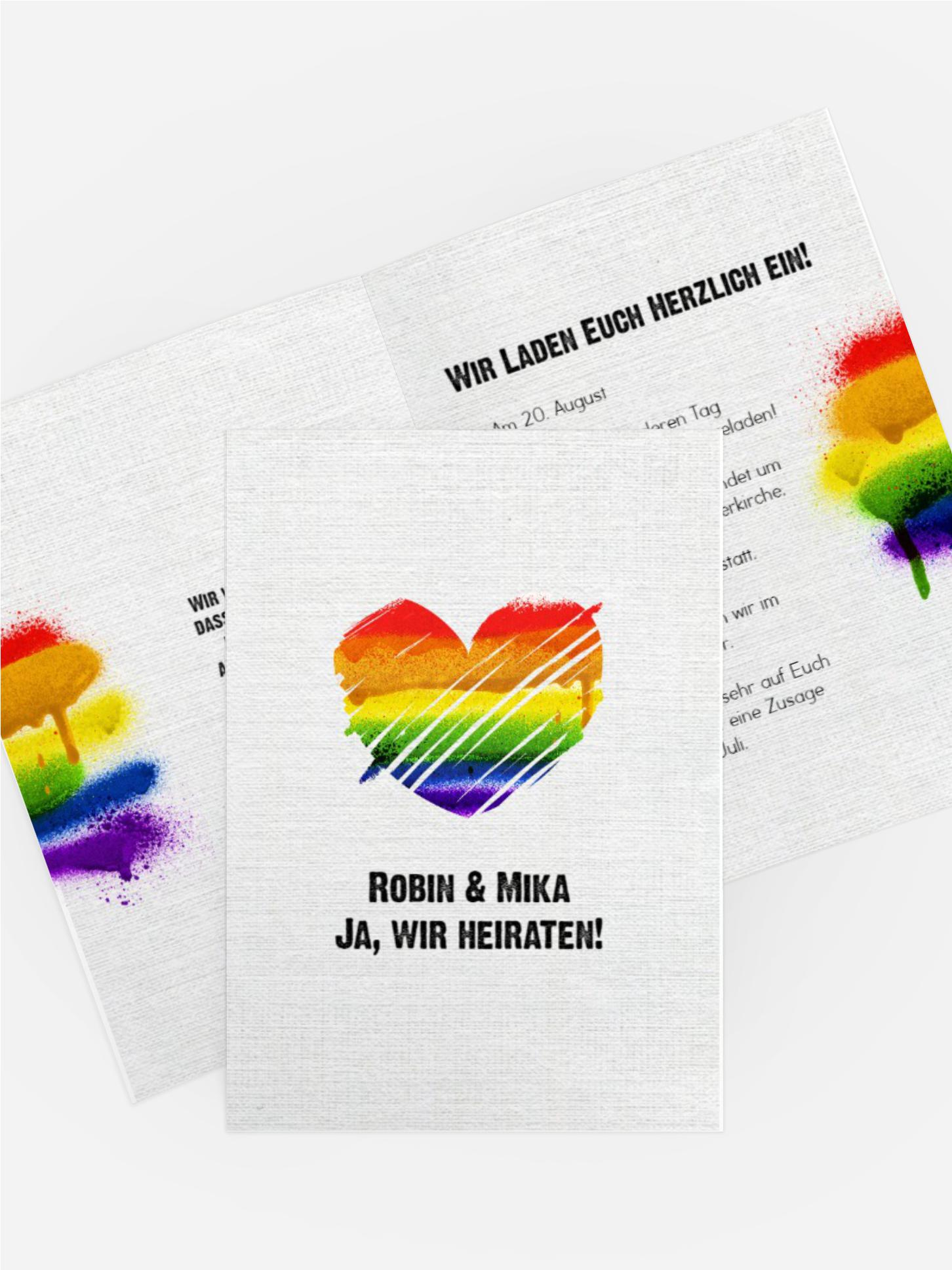 Hochzeitseinladung Regenbogenliebe