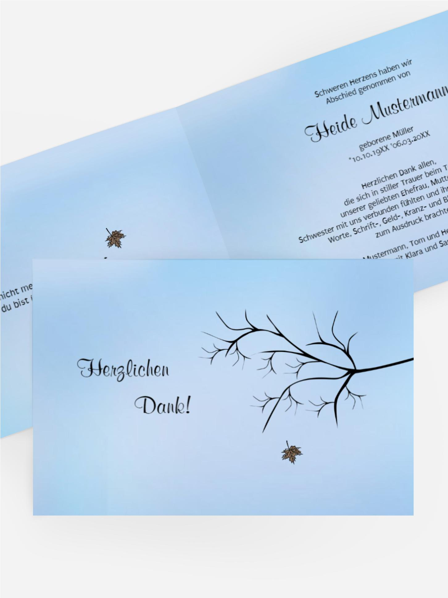 Dankeskarte Blatt quer