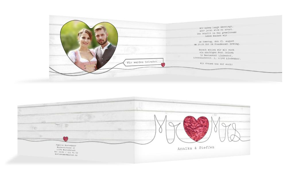 Hochzeitseinladung Mr&Mrs Hochzeitseinladung Mr&Mrs