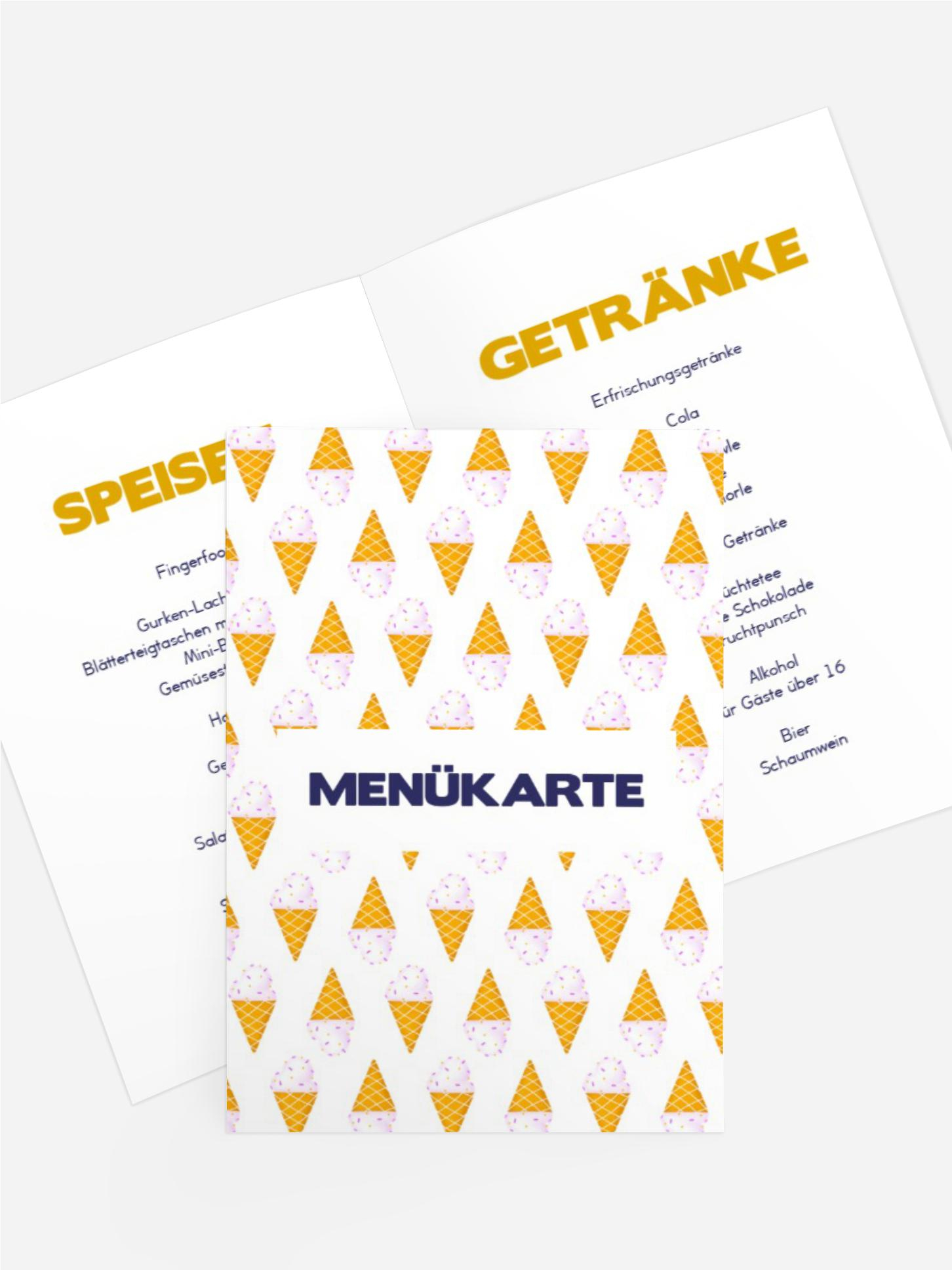 Menükarte Jugendliche Geburtstag Eismuster