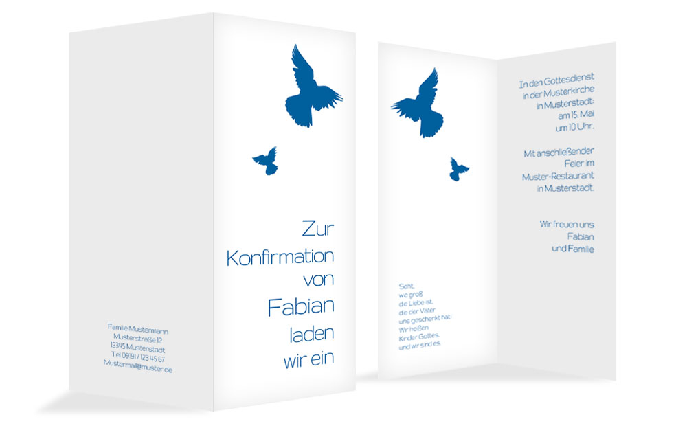 Konfirmationseinladungskarte Taube