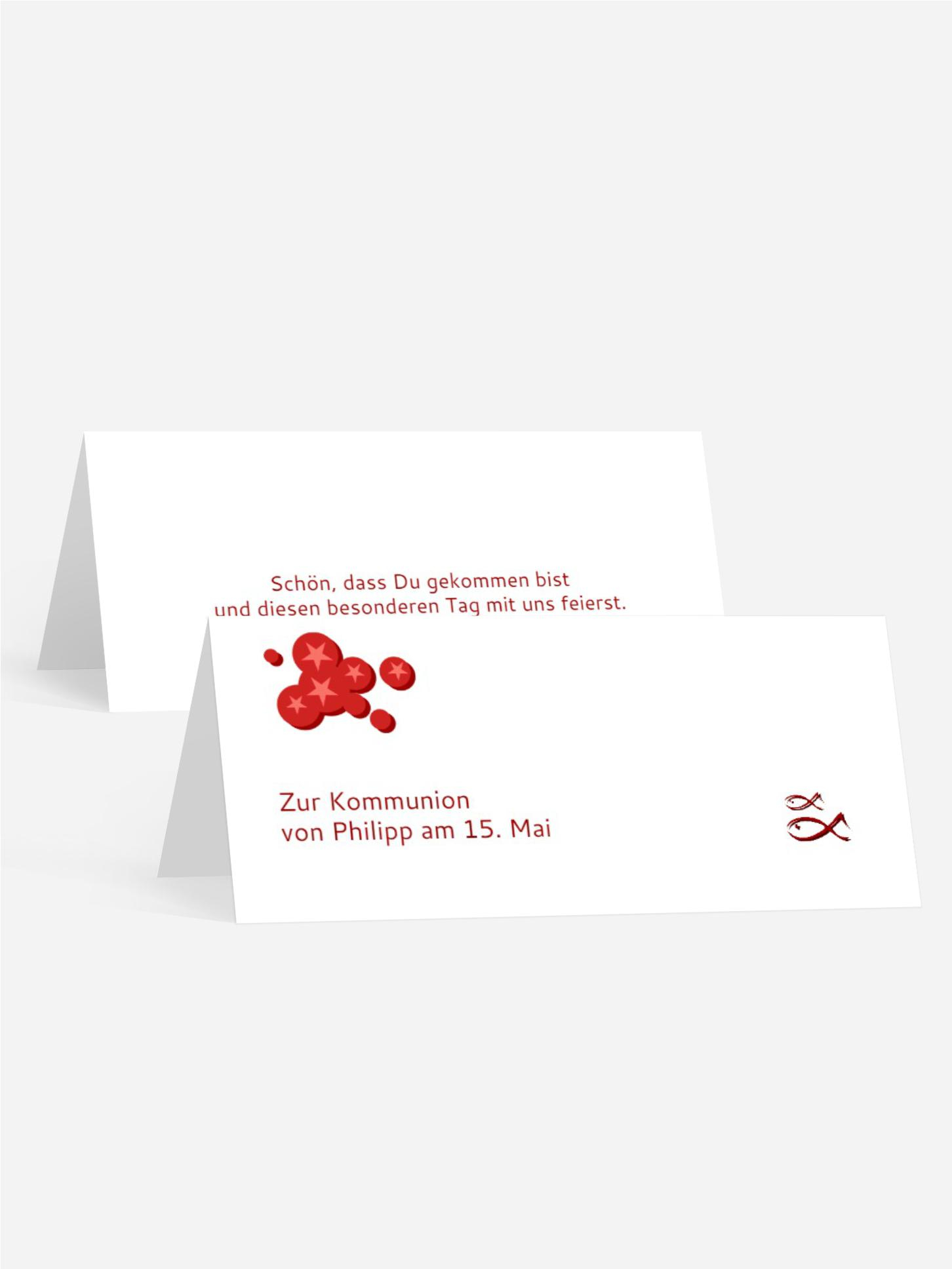 Tischkarte Kommunion Star