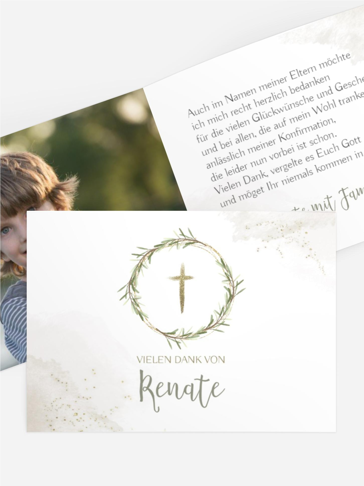 Dankeskarte Konfirmation Kräuterkranz