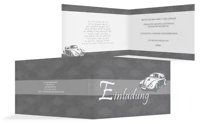 Einladungskarte zum Geburtstag old car
