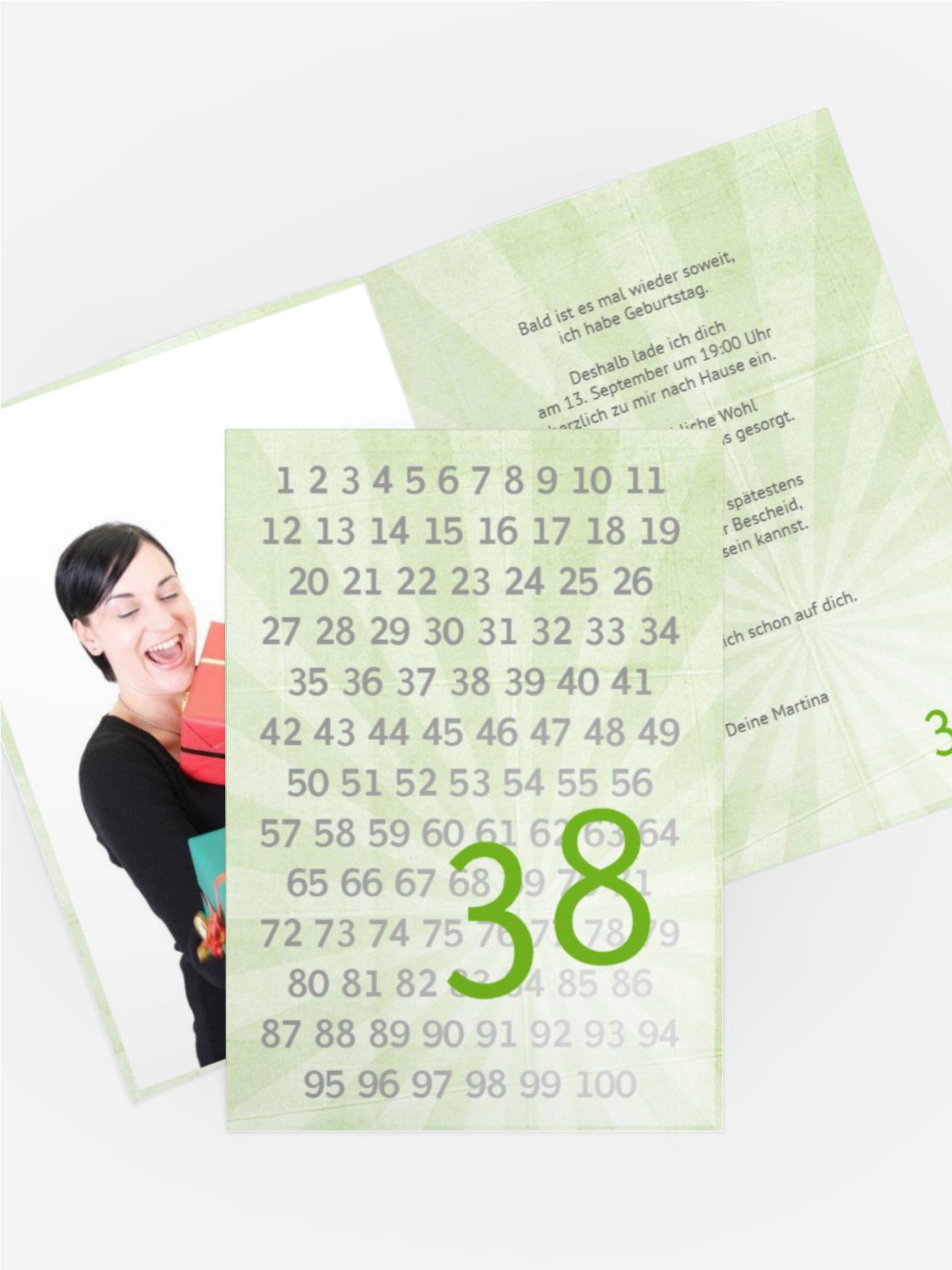 Geburtstagseinladungskarte Zahlenreihe Foto