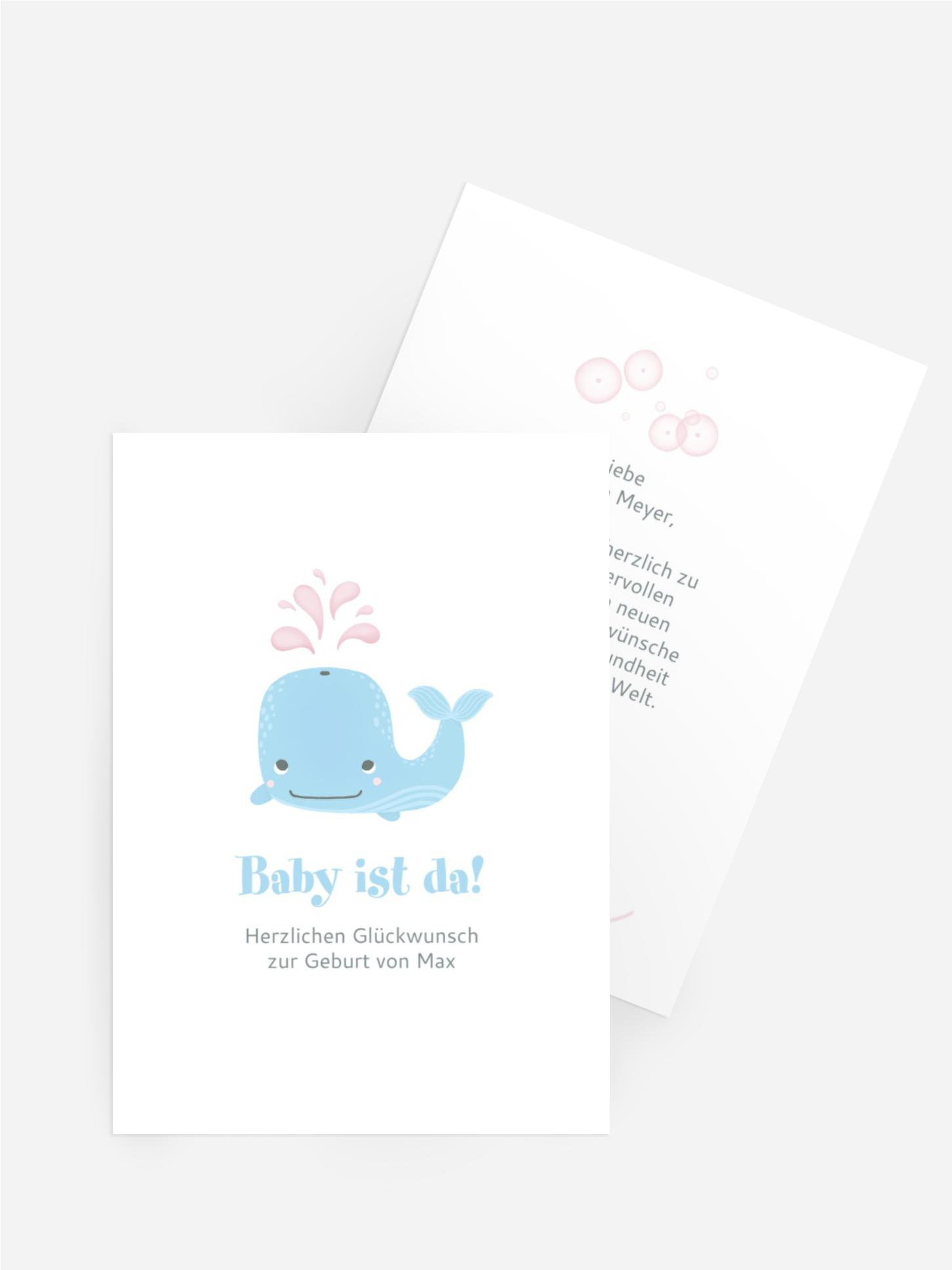 Glückwunschkarte zur Geburt Kleiner Wal