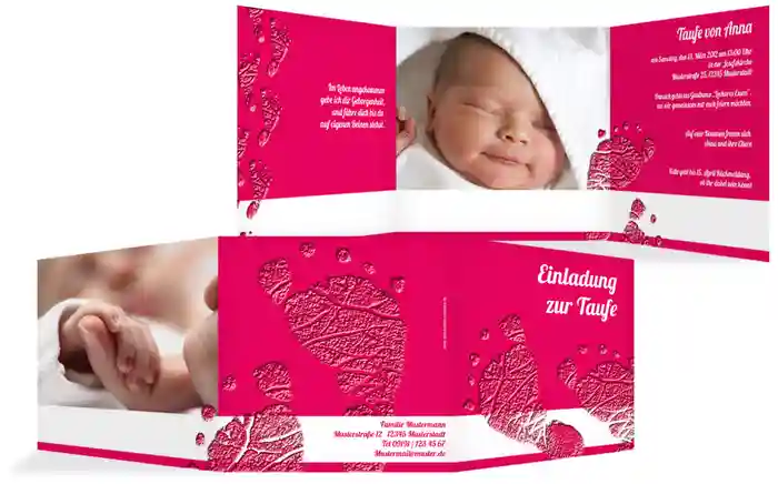 Einladungskarte Taufe Footprints