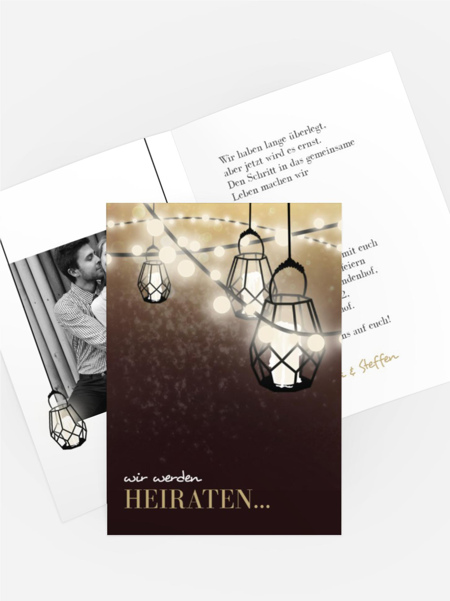 Hochzeitseinladung Vintage Laterne