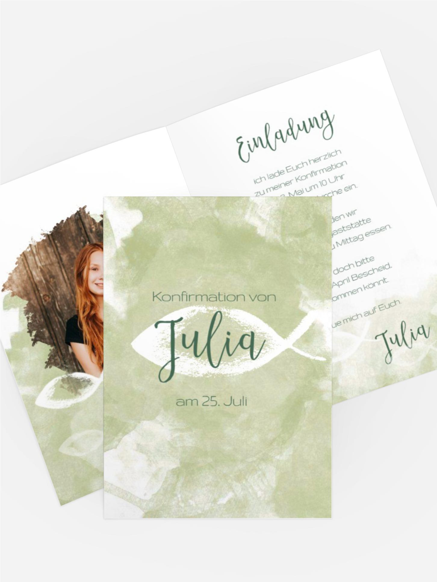 Einladungskarte Konfirmation Aquarelltraum
