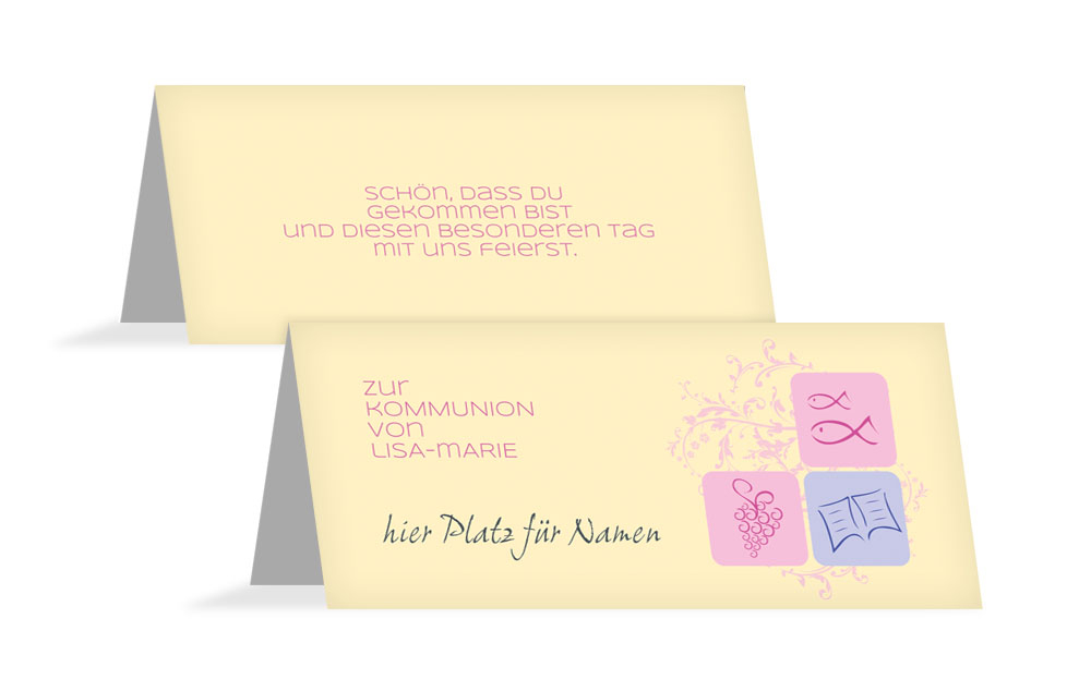 Tischkarte Kommunion Fisch