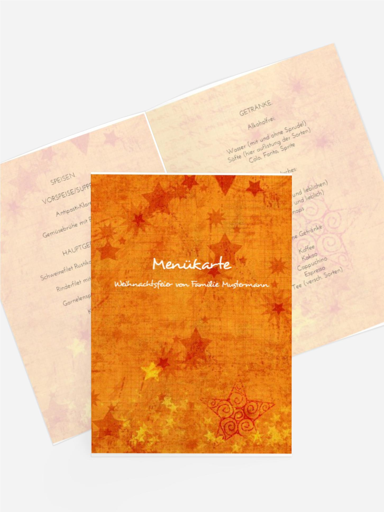 Weihnachts Menükarte Sternengrund